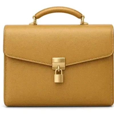 Locked leather briefcase — Eq9